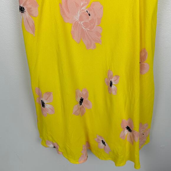 Zara Womens Skater Babydoll Sleeveless Yellow/Pink Floral Mini Dress Medium - Picture 4 of 11